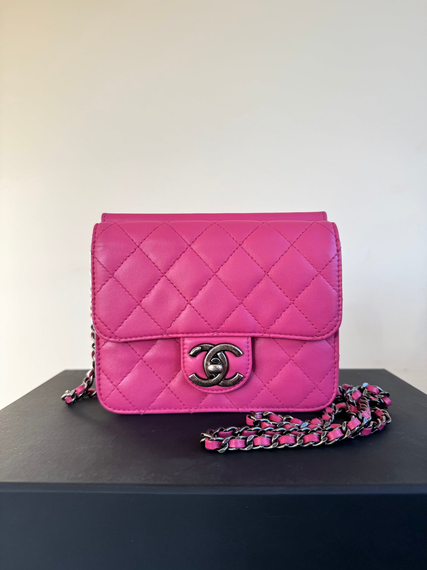 Pre-owned Chanel Crossing Time Mini Pink Leather Flap Bag