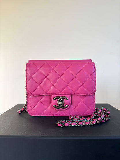 Pre-owned Chanel Crossing Time Mini Pink Leather Flap Bag