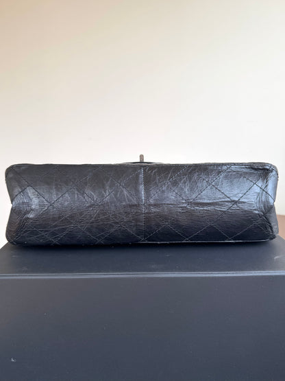 Pre-owned Chanel 2.55 Reissue Maxi 227 Black Calfskin Flap Bag