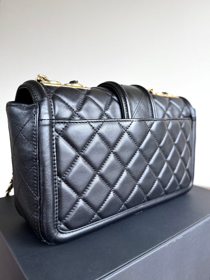 Pre-owned Chanel Elegant CC Medium Black Leather Flap Bag