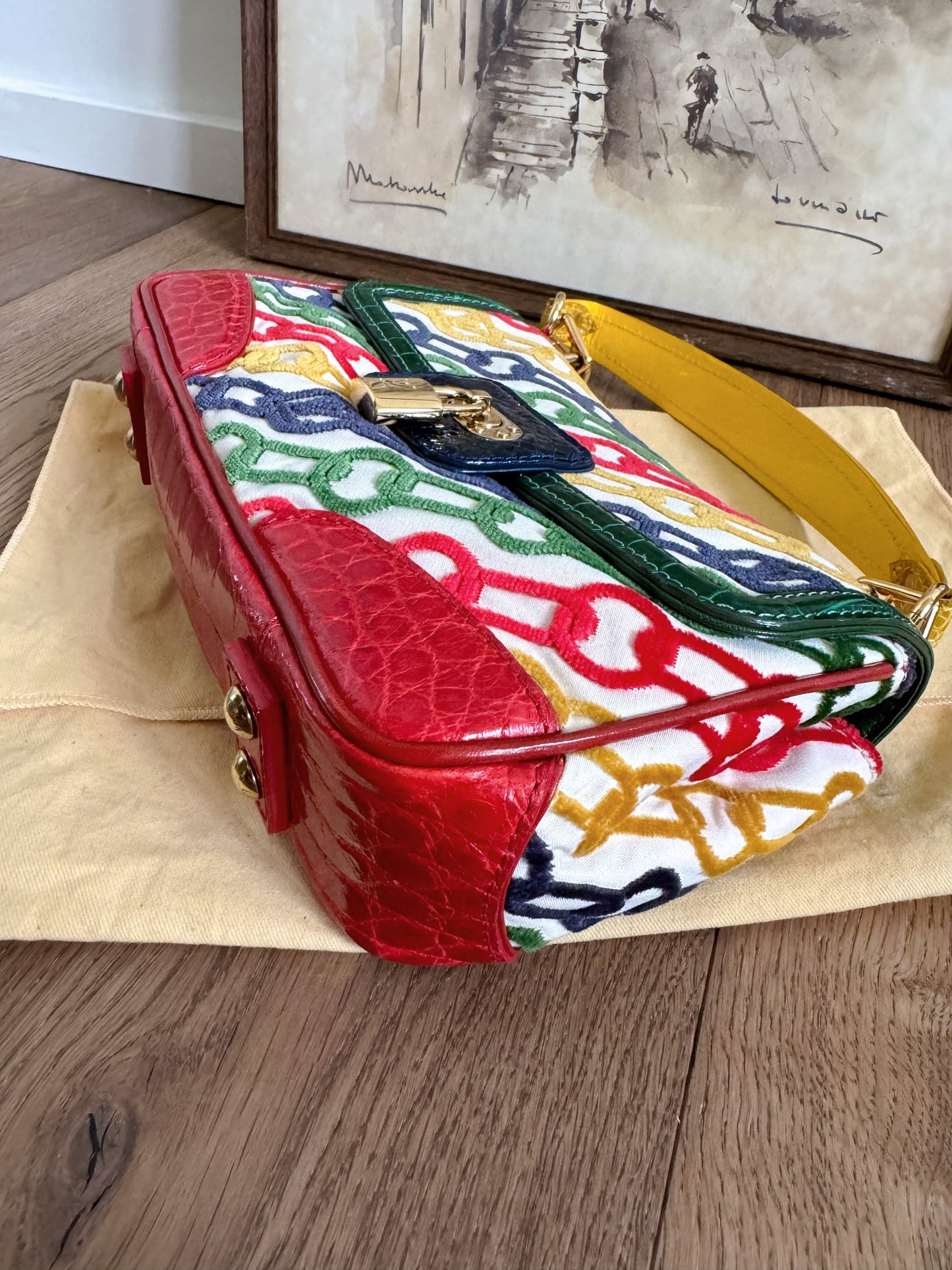 Pre-owned Louis Vuitton Multicolor Dolly Crocodile Velvet Chains Bag Limited Edition
