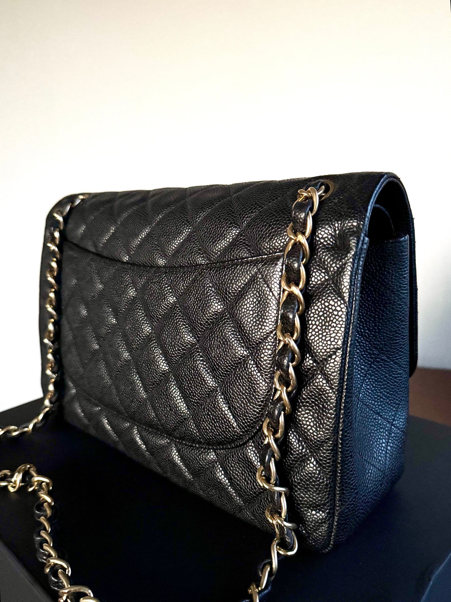 Pre-owned Chanel Timeless Classic Jumbo Black Caviar Flap Bag