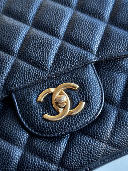 Pre-owned Chanel Timeless Classic Jumbo Black Caviar Flap Bag