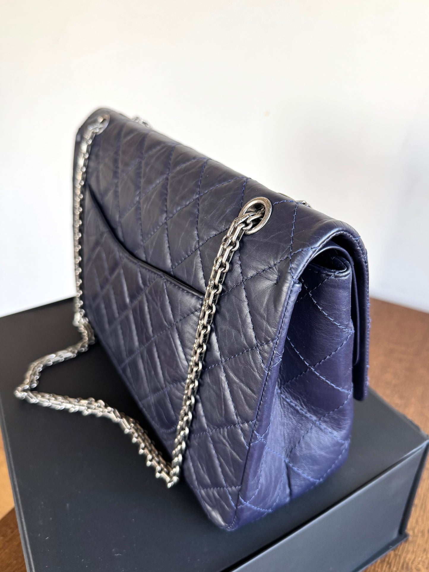 Pre-owned Chanel 2.55 Reissue Maxi 227 Purple Calfskin Flap Bag