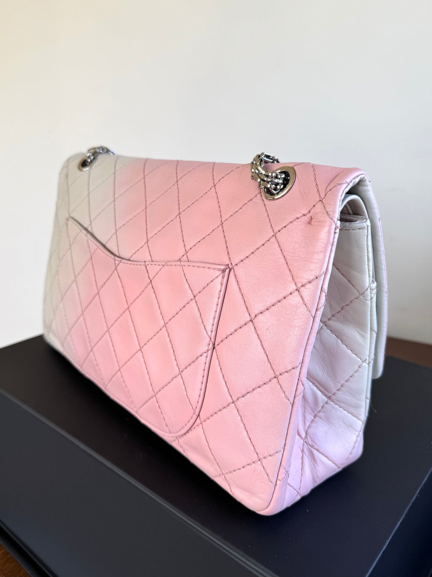 Pre-owned Chanel 2.55 Reissue Maxi 227 Rose Degrade Lambskin Flap Bag
