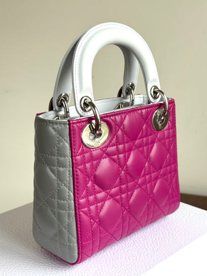 Pre-owned Dior Lady Dior Mini Multicolor Lambskin Cannage Bag