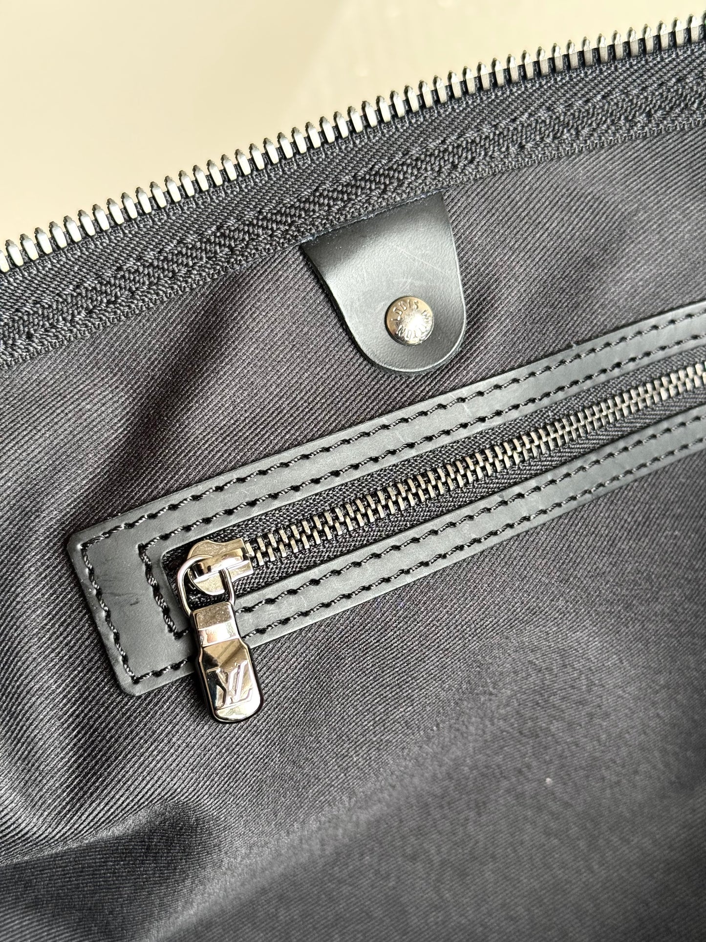 Pre-owned Louis Vuitton Keepall 50 Black Silver Eclipse Split Travel Bag