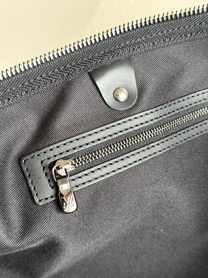 Pre-owned Louis Vuitton Keepall 50 Black Silver Eclipse Split Travel Bag