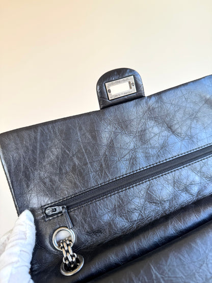 Pre-owned Chanel 2.55 Reissue Large 226 Black Calfskin Flap Bag