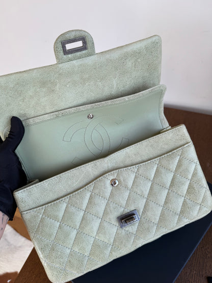 Pre-owned Chanel 2.55 Reissue Large 226 Pistachio Green Nubuck Flap Bag