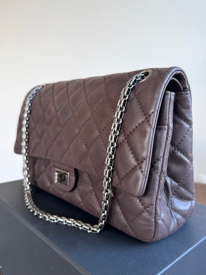 Pre-owned Chanel 2.55 Reissue Large 226 Chocolate Iridescent Leather Flap Bag
