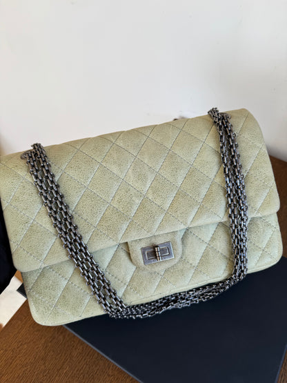 Pre-owned Chanel 2.55 Reissue Large 226 Pistachio Green Nubuck Flap Bag