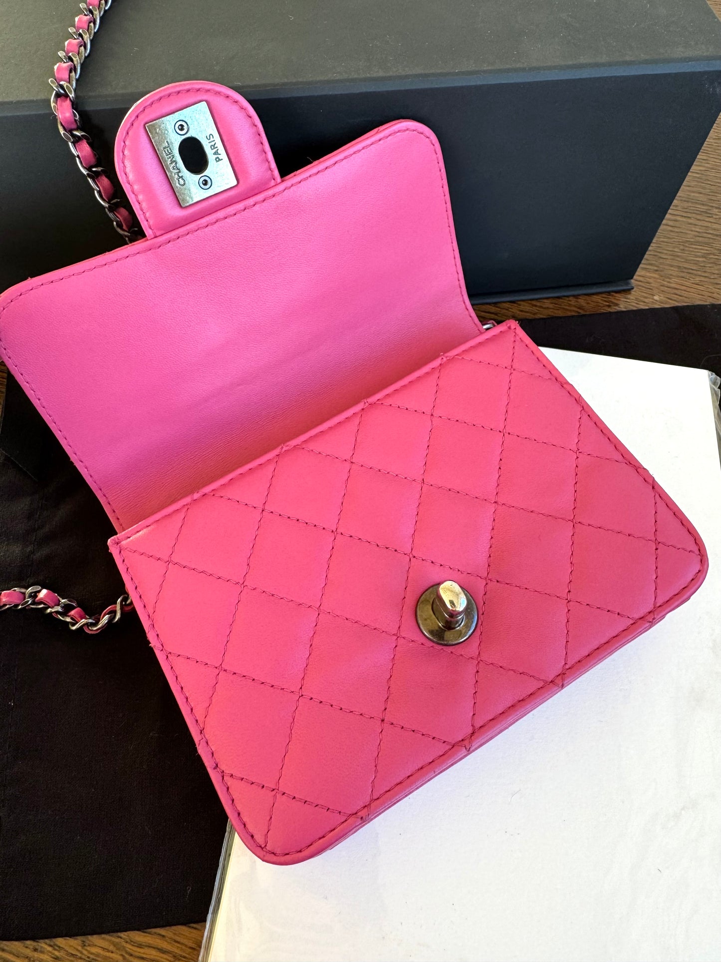 Pre-owned Chanel Crossing Time Mini Pink Leather Flap Bag