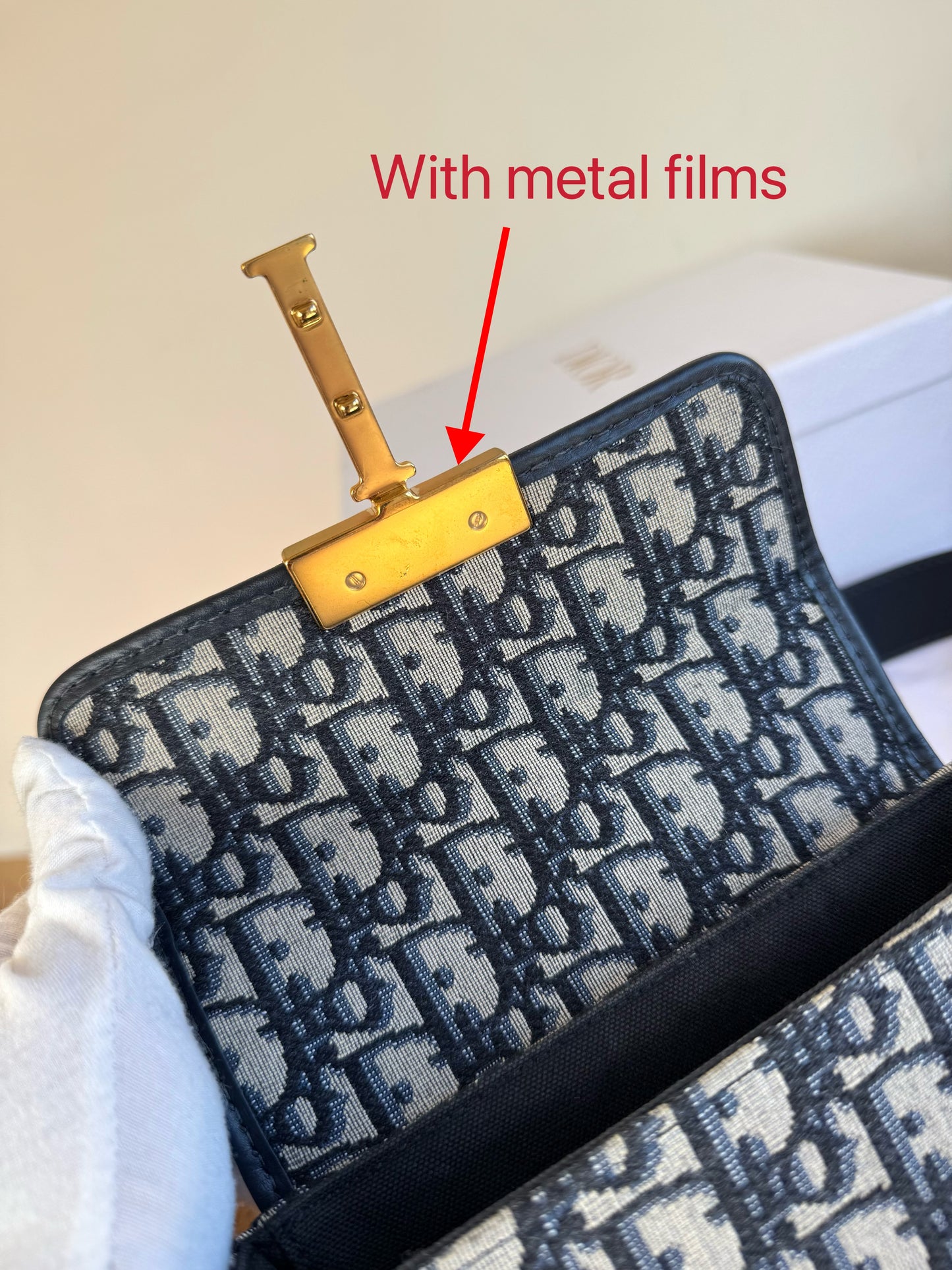 Pre-owned Dior 30 Montaigne Box Navy Canvas Leather Bag