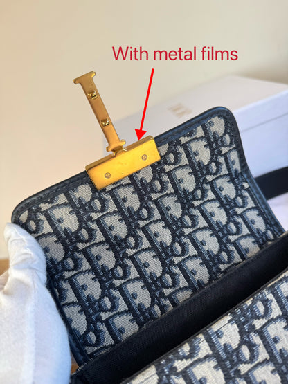 Pre-owned Dior 30 Montaigne Box Navy Canvas Leather Bag