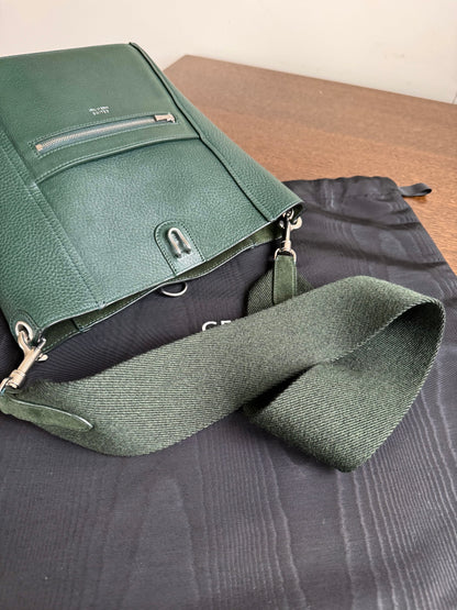 Pre-owned Céline Seau Sangle Small Dark Green Leather Tote Bag