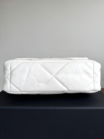 Pre-owned Chanel 19 Small Creamy White Lambskin Flap Bag