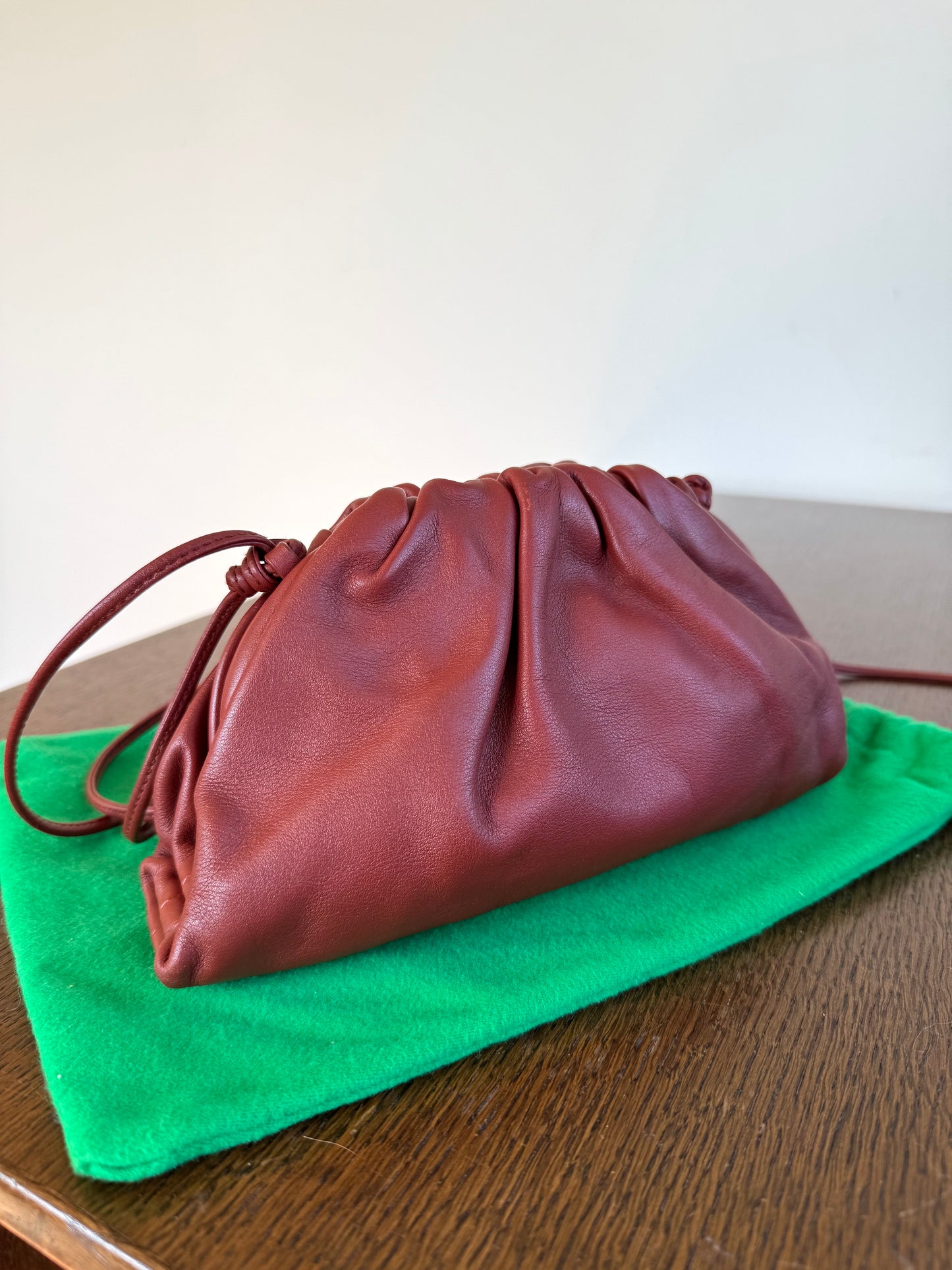 Pre-owned Bottega Veneta Mini Pouch Burgundy Lambskin Crossbody Bag