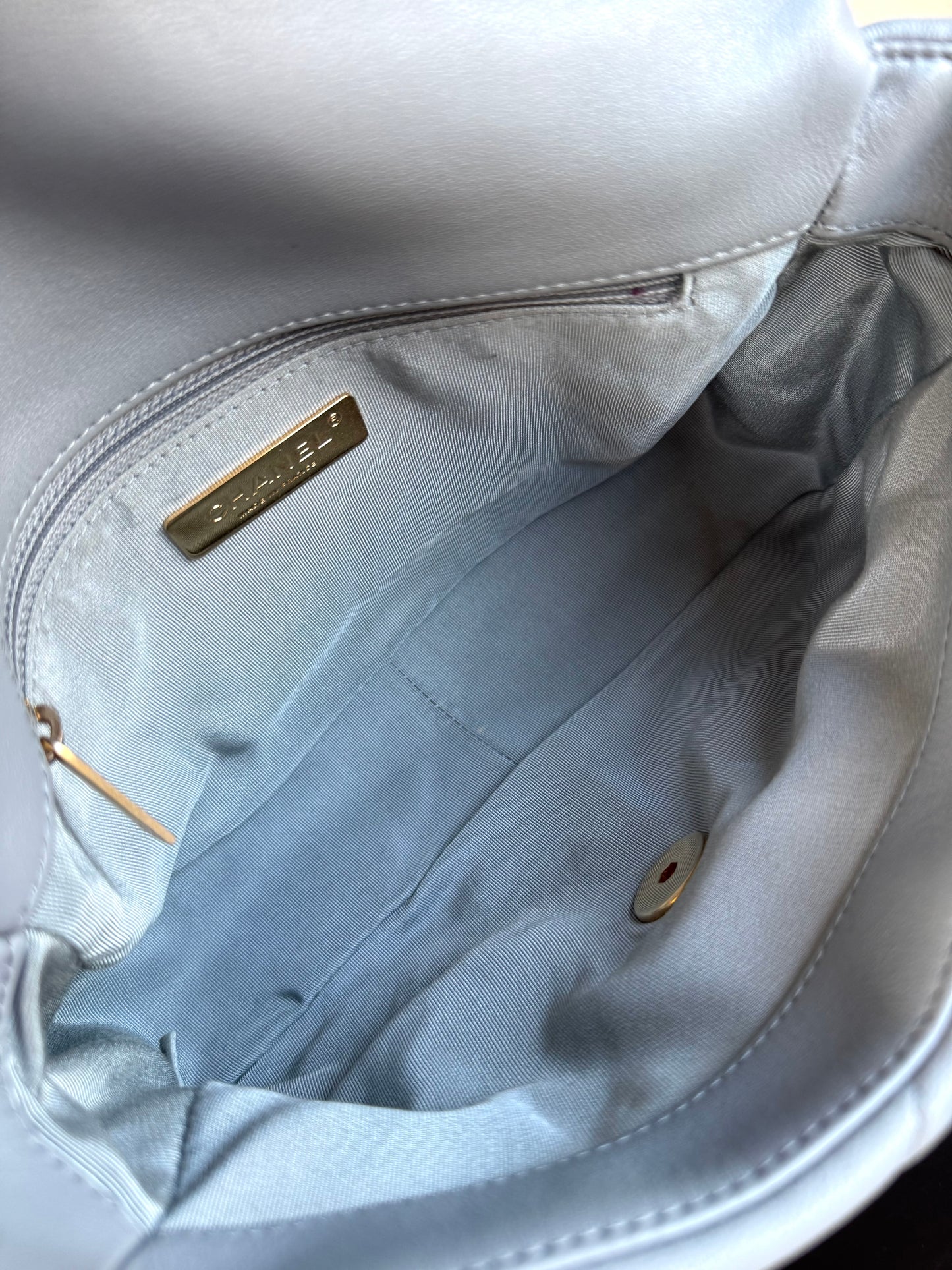 Pre-owned Chanel 19 Small Grey Lambskin Flap Bag