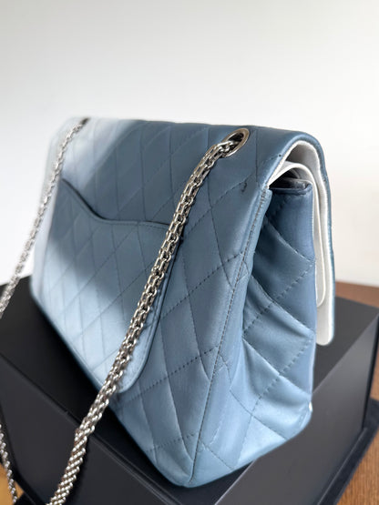 Pre-owned Chanel 2.55 Reissue Maxi 227 Misty Blue Degrade Lambskin Flap Bag