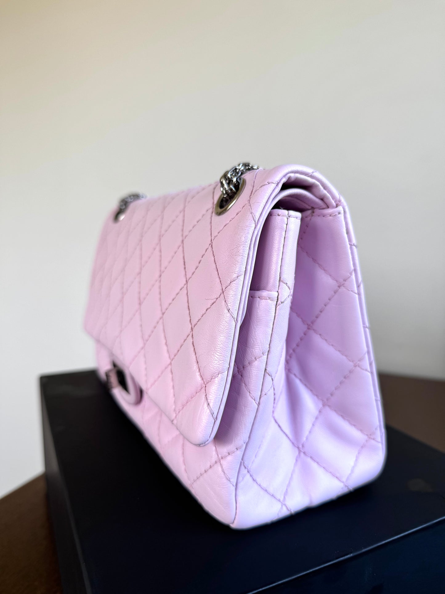 Pre-owned Chanel 2.55 Reissue 226 Large Pink Leather Flap Bag