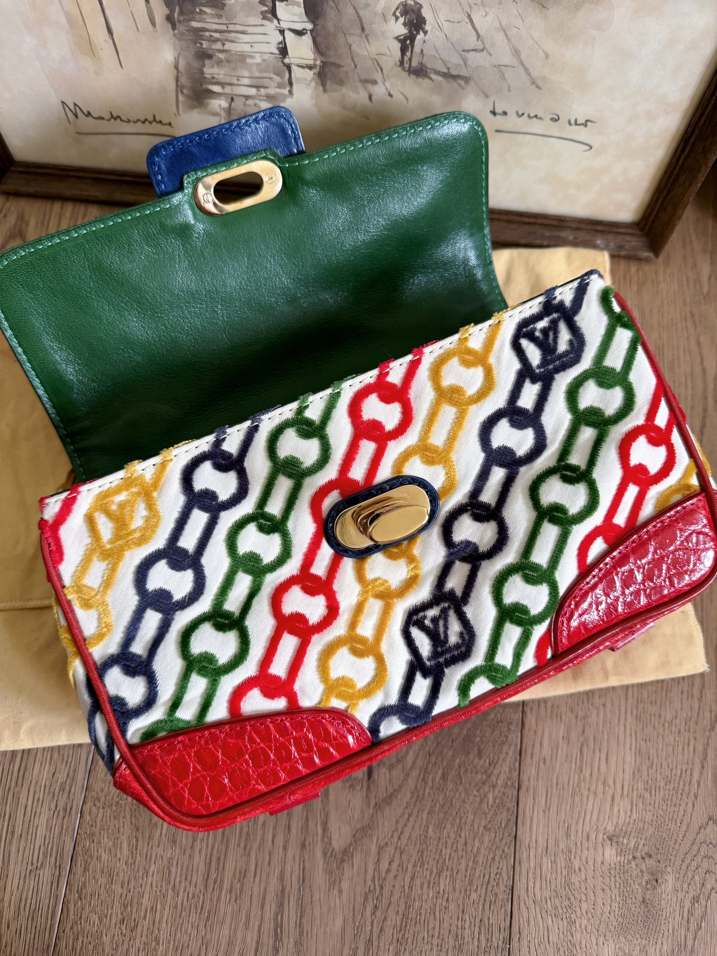 Pre-owned Louis Vuitton Multicolor Dolly Crocodile Velvet Chains Bag Limited Edition