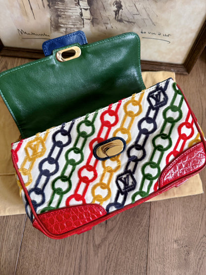 Pre-owned Louis Vuitton Multicolor Dolly Crocodile Velvet Chains Bag Limited Edition