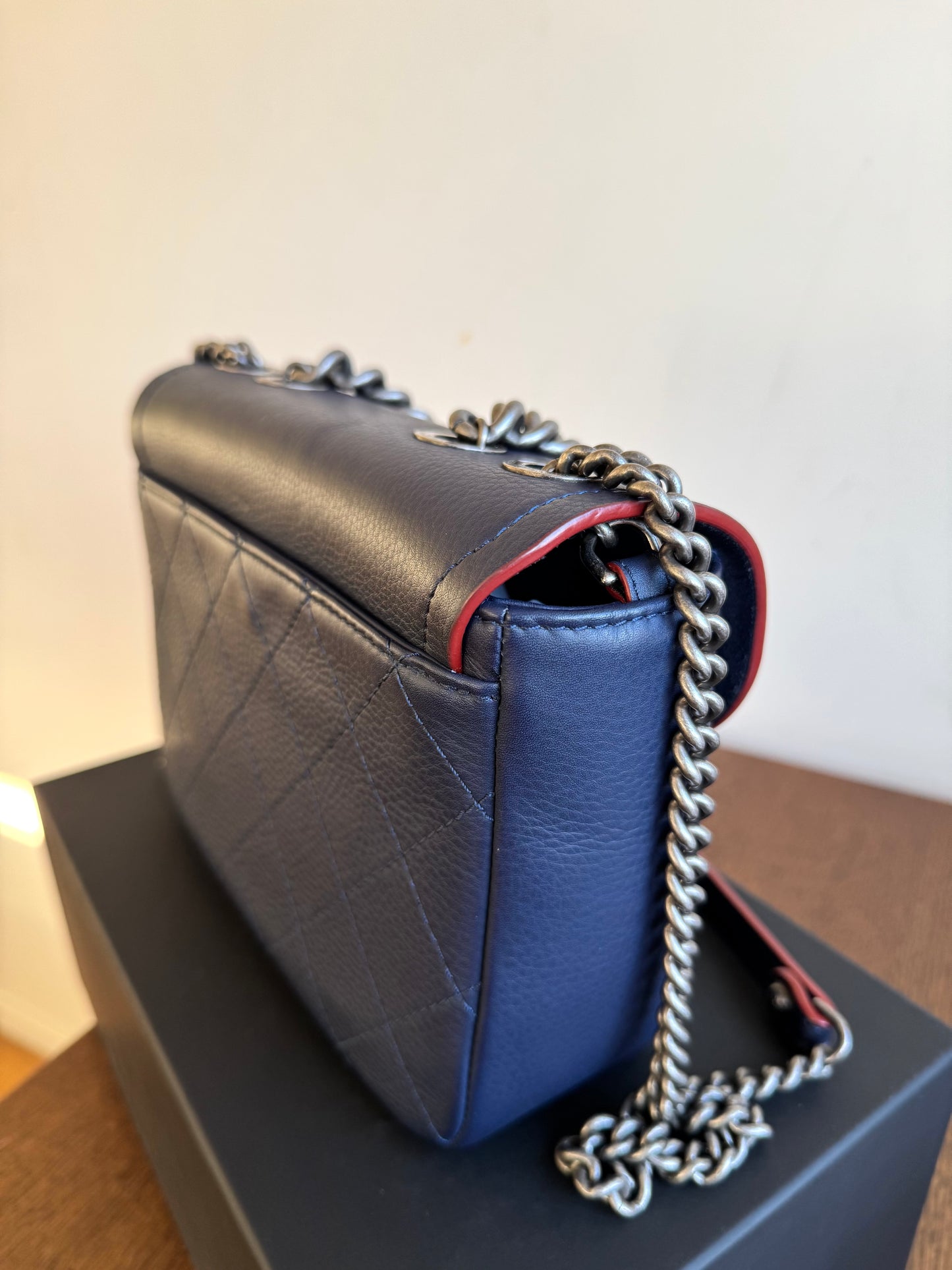 Pre-owned Chanel Archi Chic Navy Blue Leather Flap Bag