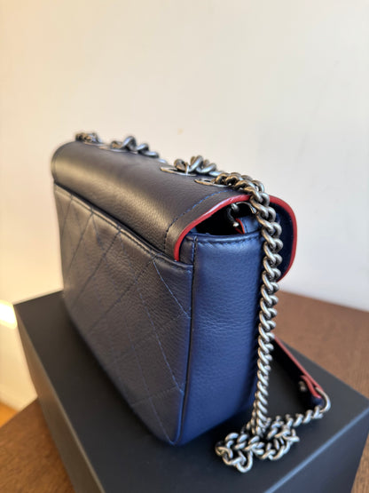 Pre-owned Chanel Archi Chic Navy Blue Leather Flap Bag
