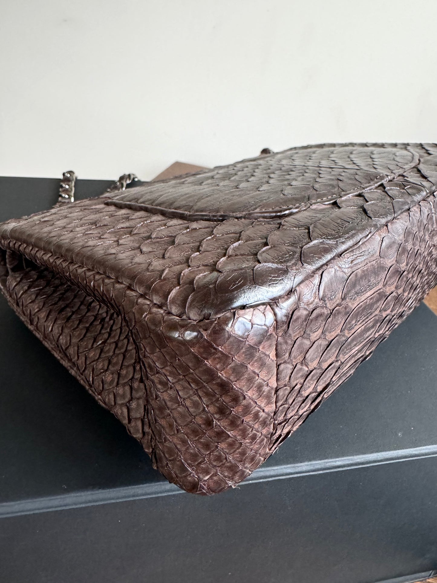 Pre-owned Chanel Timeless Classic Standard Python Flap Bag