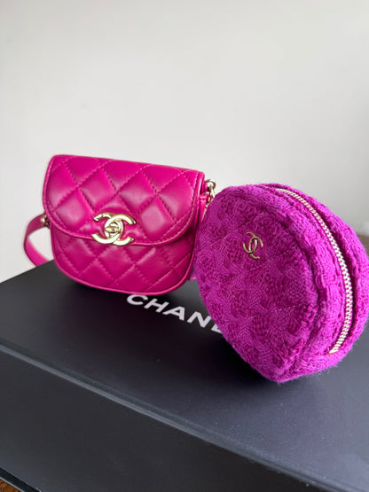 Pre-owned Chanel Multi-Pouching Leather Tweed Belt Waist Bag