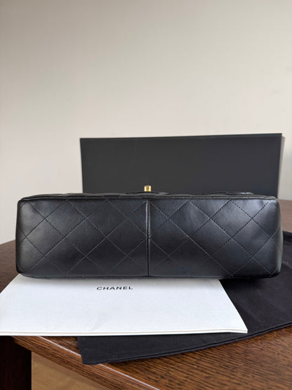 Pre-owned Chanel Timeless Classic Jumbo Black Lambskin Flap Bag