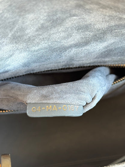 Pre-owned Dior Lady Dior Medium Grey Blue Embroidered Leather Bag