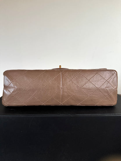 Pre-owned Chanel 2.55 Reissue Large 226 Taupe Leather Flap Bag