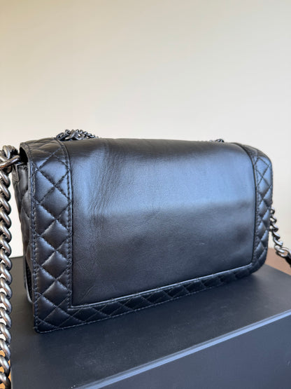 Pre-owned Chanel Boy Large Black Leather Multi-chain Flap Bag Limited Edition