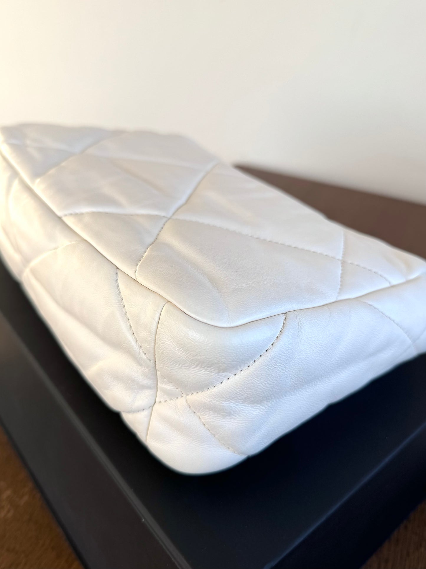 Pre-owned Chanel 19 Small White Lambskin Flap Bag