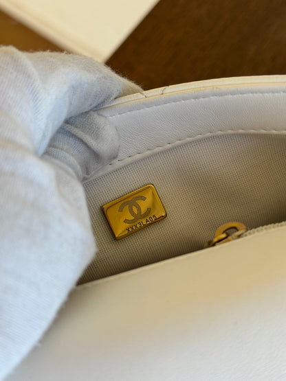 Pre-owned Chanel CC Mini Dynasty White Leather Flap Bag