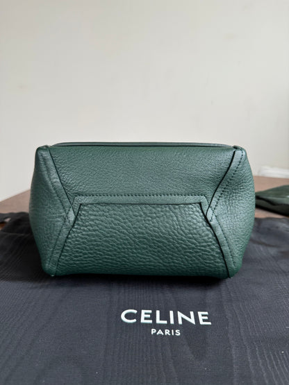 Pre-owned Céline Seau Sangle Small Dark Green Leather Tote Bag
