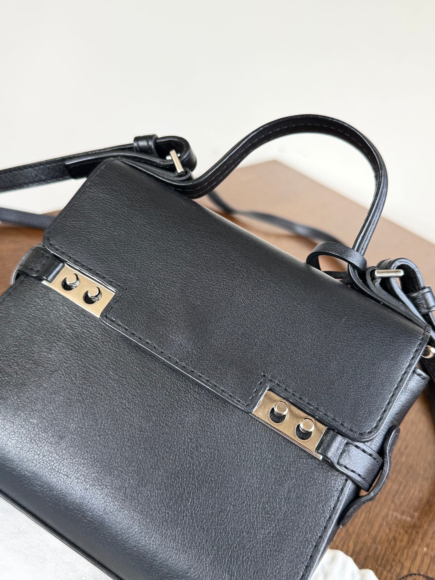Pre-owned Delvaux Tempête Micro Black Calfskin Bag