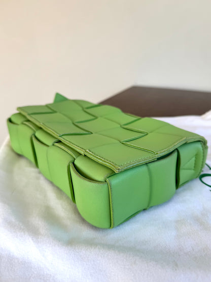 Pre-owned Bottega Veneta Cassette Green Lambskin Flap Bag