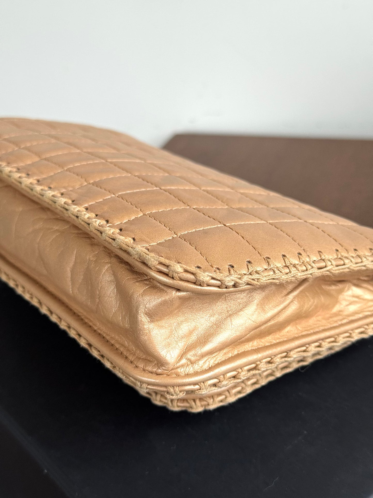 Pre-owned Chanel Chocolat Quilt Reissue Gold Leather Flap Bag