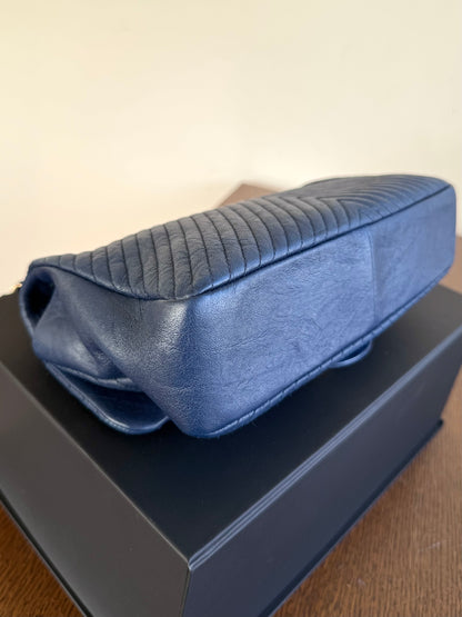Pre-owned Chanel Timeless Standard Navy Calfskin Flap Bag