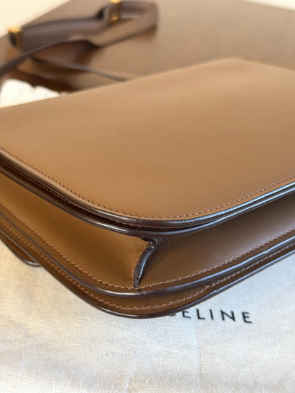 Pre-owned Celine Classic Box Medium Brown Calfskin Bag