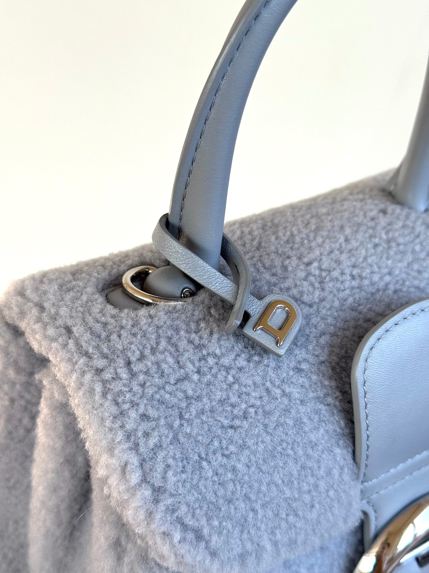 Pre-owned Delvaux Brillant Mini Sweet Cloud Teddy Ice Blue Wool Bag Limited Edition