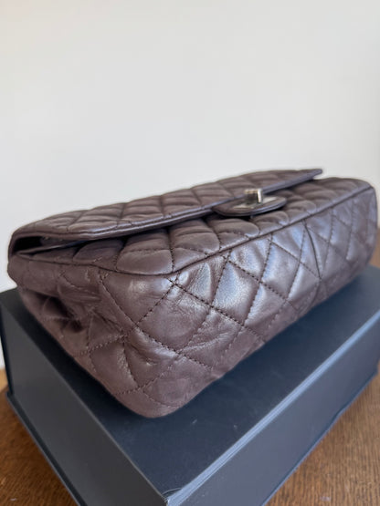 Pre-owned Chanel 2.55 Reissue Large 226 Chocolate Iridescent Leather Flap Bag