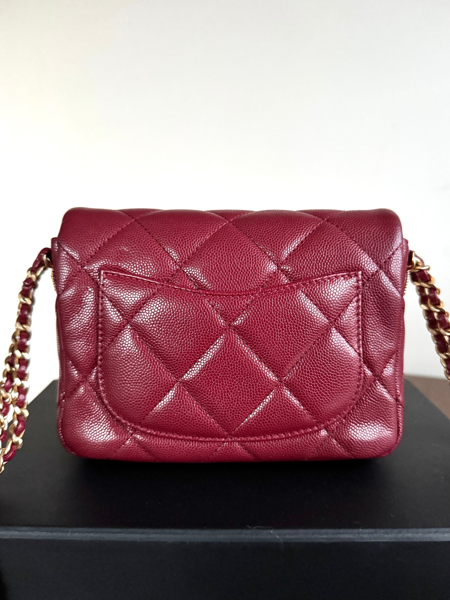 Pre-owned Chanel Twist Your Button Mini Burgundy CaviarFlap Bag