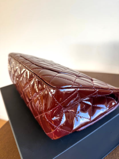 Pre-owned Chanel 2.55 Reissue Maxi 227 Burgundy Patent Leather Flap Bag