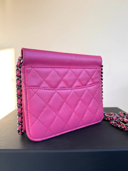 Pre-owned Chanel Crossing Time Mini Pink Leather Flap Bag