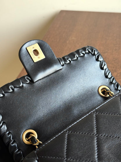 Pre-owned Chanel My Own Frame Small Black Leather Flap Bag