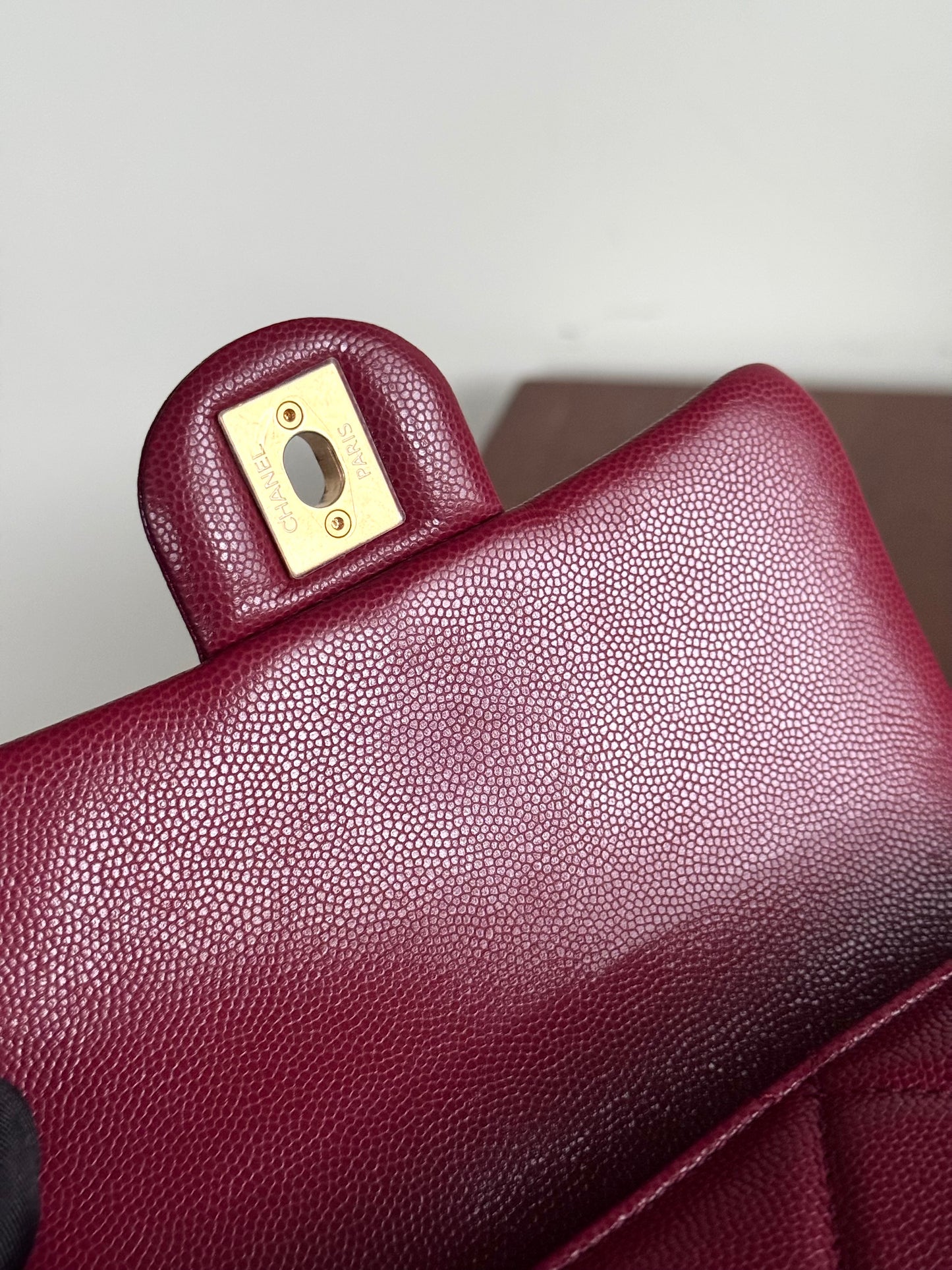 Pre-owned Chanel Twist Your Button Mini Burgundy CaviarFlap Bag